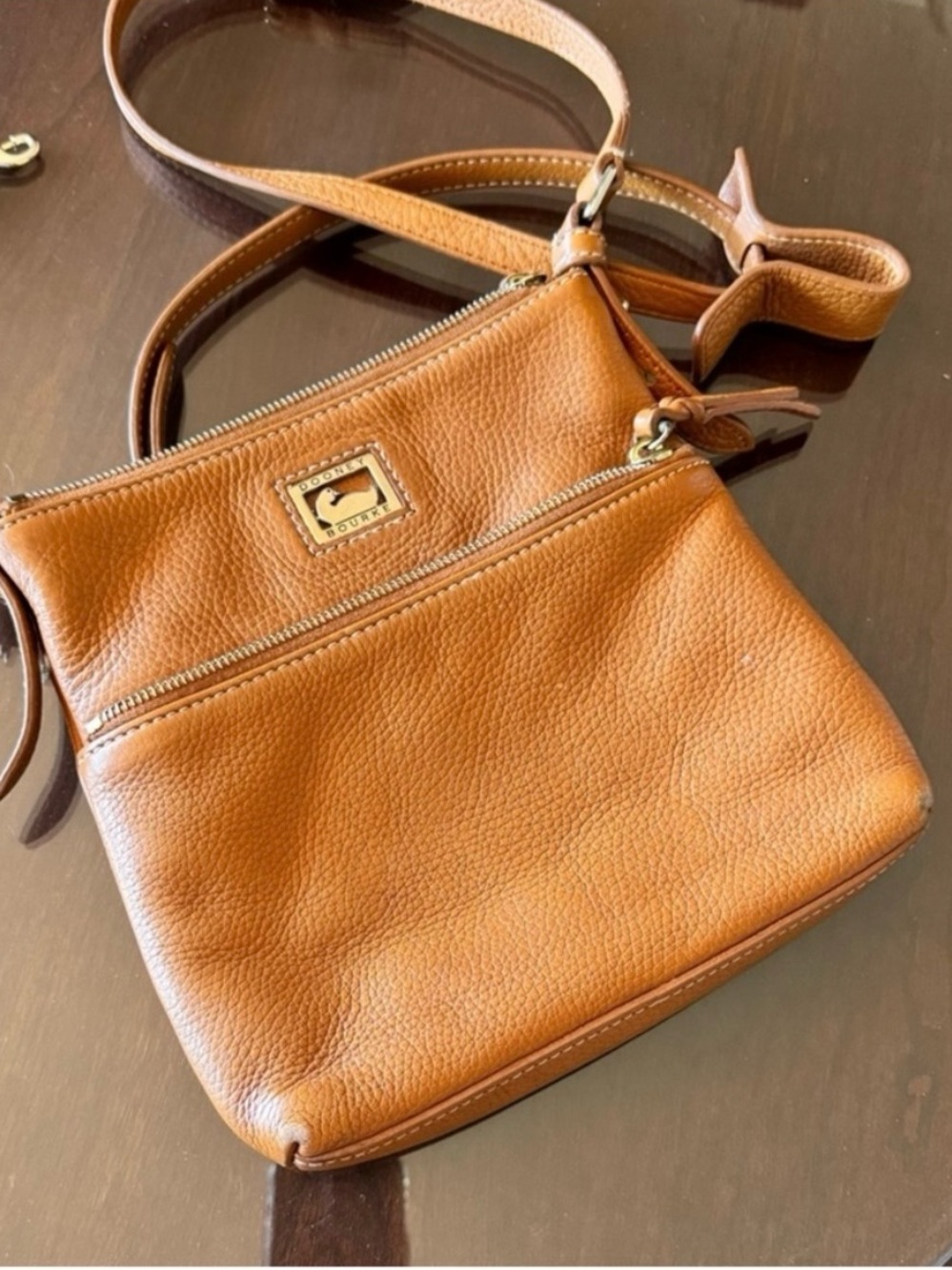 Dooney & Bourke Cognac Pebbled Leather Crossbody Bag